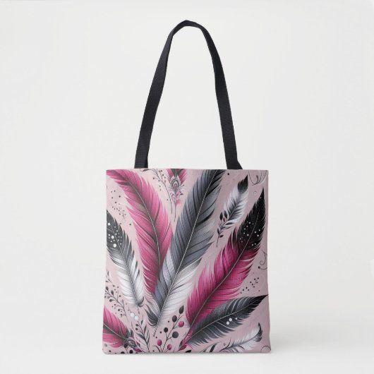 Fuchsia Feather Tote Bag - Chic & Functional Tasch Tasche (Vorderseite)
