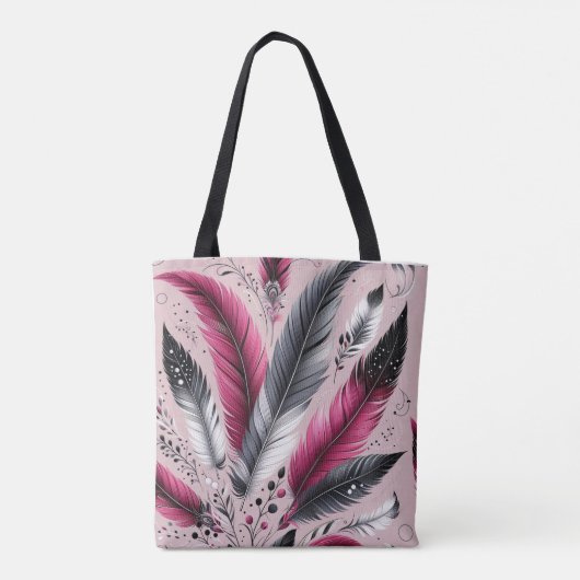Fuchsia Feather Tote Bag - Chic & Functional Tasch Tasche (Rückseite)