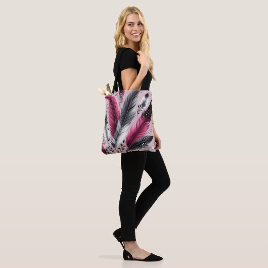 Fuchsia Feather Tote Bag - Chic & Functional Tasch Tasche (Am Model)