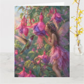Fuchsia Fee mit Kolibri Karte (Gelbe Blume)