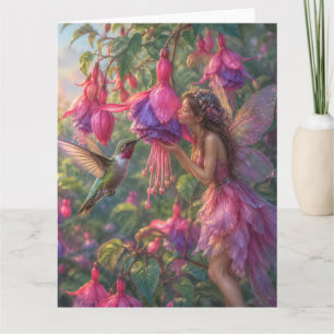 Fuchsia Fee mit Kolibri Karte