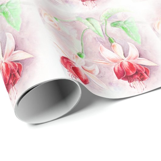 Fuchsia feine Kunst rosa grüne Verpackung Geschenkpapier (Rolleneckpunkt)