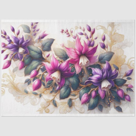 Fuchsia Flora Decoupage Tissue Paper Seidenpapier (Vorderseite)