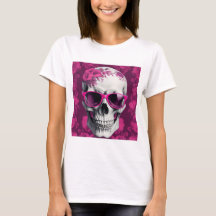 Fuchsia Floral 3D Dead Skull mit Sonnenbrille