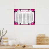 Fuchsia Floral A to Z Hochzeitstisch-Übersicht Poster (Küche)