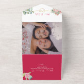 Fuchsia Floral All-in-One Hochzeit Einladung + Fot (Außenbereich)