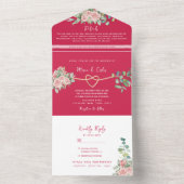 Fuchsia Floral All-in-One Hochzeit Einladung + Fot (Innen Boden)