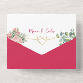 Fuchsia Floral All-in-One Hochzeit Einladung + Fot (Rückseite)