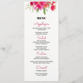 Fuchsia Floral Black Stripes Wedelkarten Menükarte (Vorderseite)