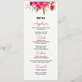 Fuchsia Floral Black Stripes Wedelkarten Menükarte