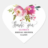 Fuchsia Floral Brautparty Herz-Aufkleber (Vorderseite)