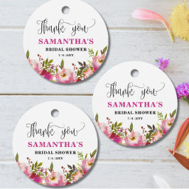Fuchsia Floral  Bridal Shower  Favor Tags Geschenkanhänger