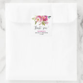 Fuchsia Floral  Bridal Shower  Quadratischer Aufkleber (Tasche)