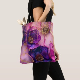 Fuchsia Floral Luxus Glamour Golden Glitzer Tasche