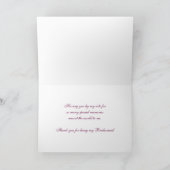 Fuchsia Floral Thank You Bridesmaid Card Dankeskarte (Innenseite)
