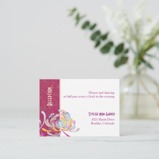 Fuchsia Floral Wedding Reception oder Registry Begleitkarte (Stehend Vorderseite)