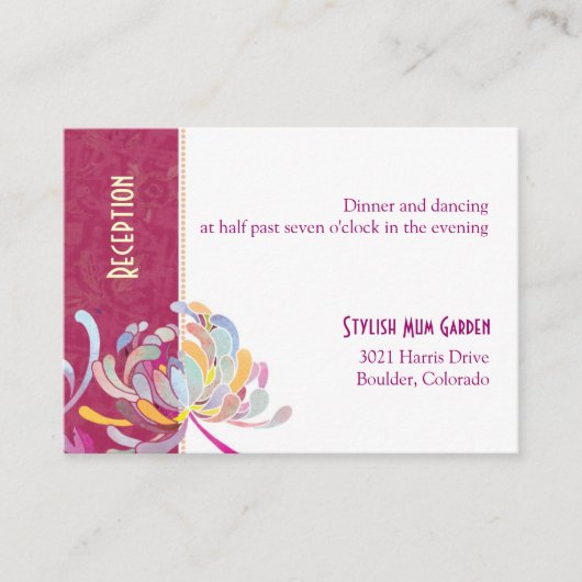 Fuchsia Floral Wedding Reception oder Registry Begleitkarte (Vorderseite)