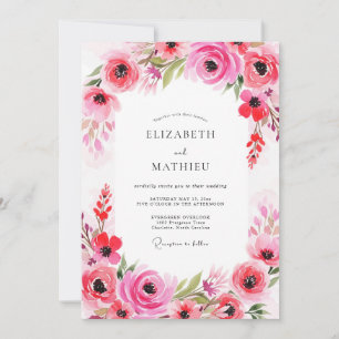 Fuchsia Florale Romanze Hochzeit Einladung