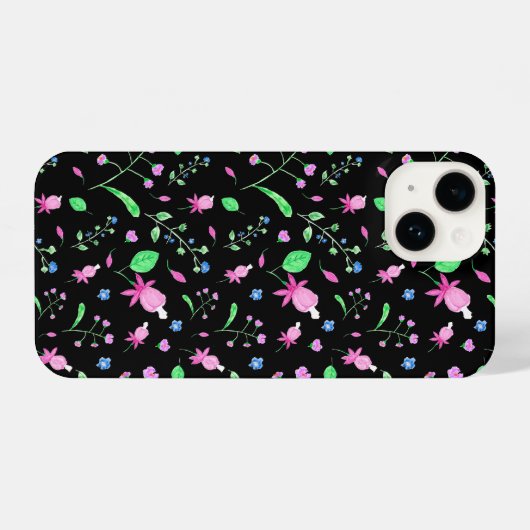 Fuchsia Florals iPhone Hülle (Rückseite (Horizontal))