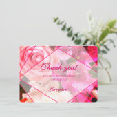Fuchsia Florals Thank You Card Dankeskarte (Stehend Vorderseite)