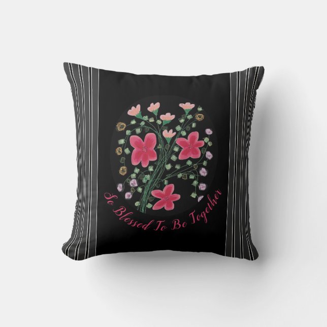Fuchsia Flower Accessoire mit modernem grauem Stre Kissen (Vorderseite)
