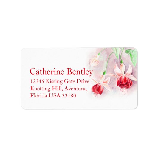 Fuchsia flower red wedding reply address label adressaufkleber (Vorne)