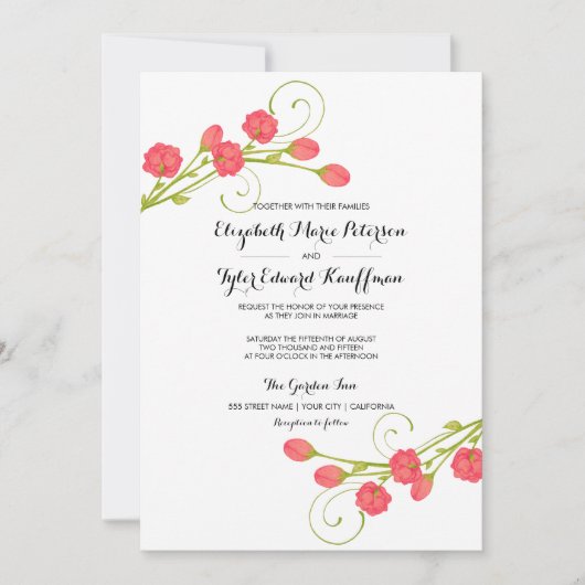 Fuchsia Garden Rose - Hochzeit Einladung (Vorderseite)