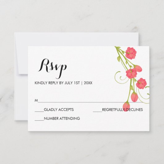 Fuchsia Garden Rose - RSVP Card Karte (Vorderseite)