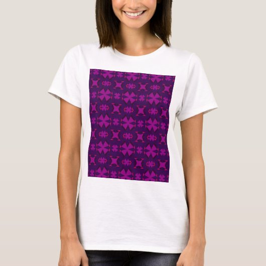 Fuchsia Geotech: A Vibrant Abstract Geometric Text T-Shirt (Vorderseite)