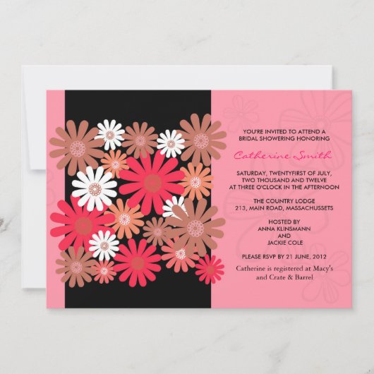 Fuchsia Gerber Daisy Bridal Shower Einladung (Vorderseite)