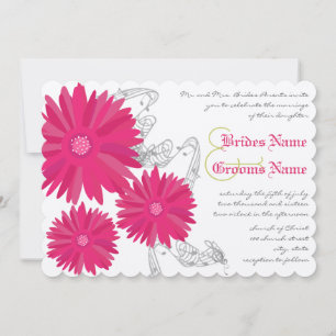 Fuchsia Gerber Daisy Wedding Einladung