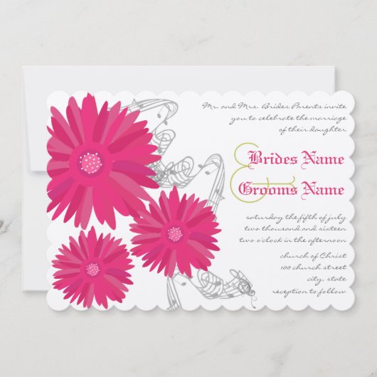 Fuchsia Gerber Daisy Wedding Einladung (Vorderseite)