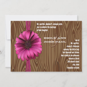 Fuchsia Gerber Daisy Wedding Invite Einladung