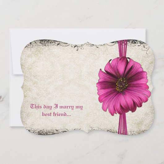 Fuchsia Gerber Daisy Wedding Invite Einladung (Rückseite)