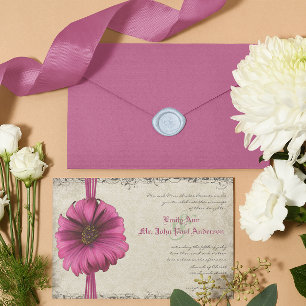 Fuchsia Gerber Daisy Wedding Invite Einladung