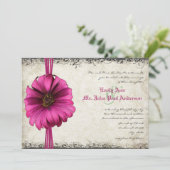 Fuchsia Gerber Daisy Wedding Invite Einladung (Stehend Vorderseite)