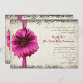 Fuchsia Gerber Daisy Wedding Invite Einladung (Vorne/Hinten)