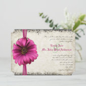 Fuchsia Gerber Daisy Wedding Invite Einladung (Stehend Vorderseite)