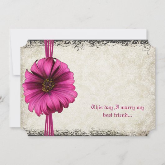 Fuchsia Gerber Daisy Wedding Invite Einladung (Rückseite)