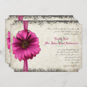 Fuchsia Gerber Daisy Wedding Invite Einladung (Vorne/Hinten)