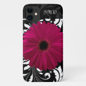 Fuchsia Gerbera Daisy mit Schwarz-Weiß-Swirl Case-Mate iPhone Hülle (Rückseite)