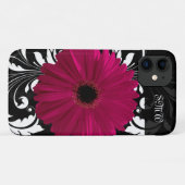 Fuchsia Gerbera Daisy mit Schwarz-Weiß-Swirl Case-Mate iPhone Hülle (Rückseite (Horizontal))