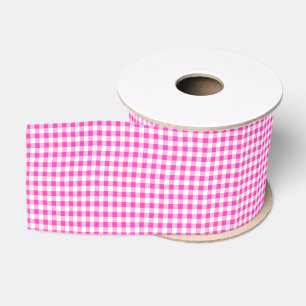 Fuchsia Gingham Grosgrain Ribbon Ripsband