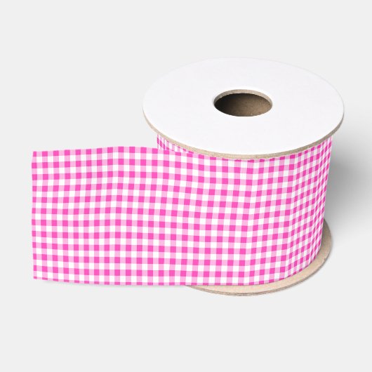 Fuchsia Gingham Grosgrain Ribbon Ripsband (Spule)