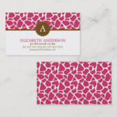 Fuchsia Giraffe Muster Monogram Visitenkarte (Vorne/Hinten)
