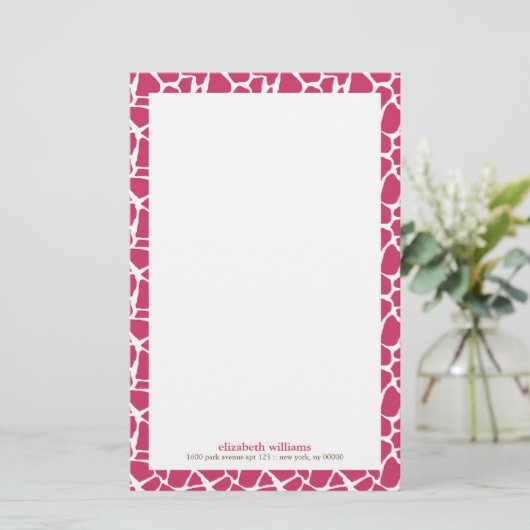 Fuchsia Giraffe Pattern Briefpapier (Stehend Vorderseite)