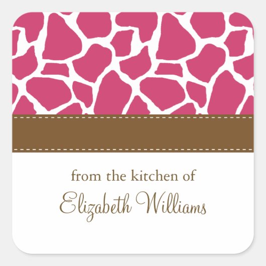 Fuchsia Giraffe Pattern Quadratischer Aufkleber (Vorderseite)