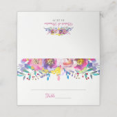 Fuchsia Gold Blossom Blume Hochzeit Platzkarte (Außenseite Aufgefaltet)