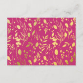 Fuchsia Gold Blossom Floral Wedding Card Begleitkarte (Rückseite)