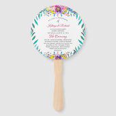 Fuchsia Gold Floral Chic Hochzeitsprogramm Hand Fa Fächer (Vorderseite)